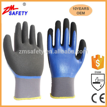 Gants de travail imperméables en nitrile doublés de doublure sans coutures doublés sans couture avec paume en nitrile sablé haute résistance